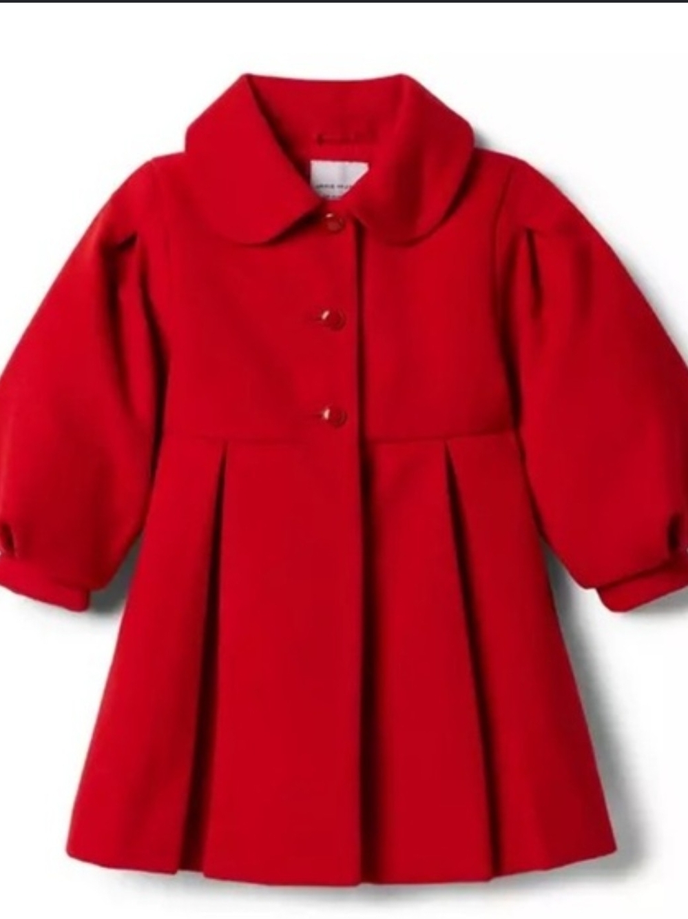 Janie and Jack Girls' Red Pleated Pea Coat